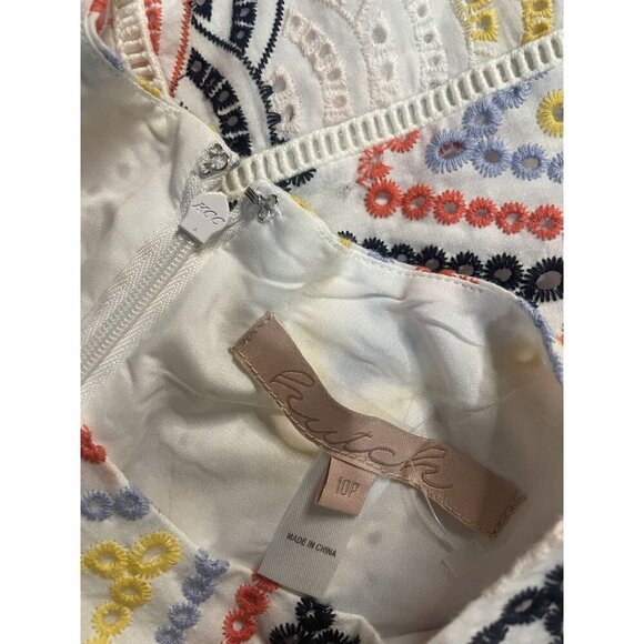 Hutch Anthropologie Multicolor Eyelet Lace Embroidered Shift Dress Flare 10P - Picture 5 of 6